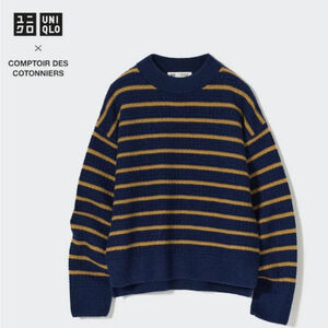 Uniqlo X Comptoir Des Cotonniers Navy/Mustard Striped Crewneck Wool Sweater S